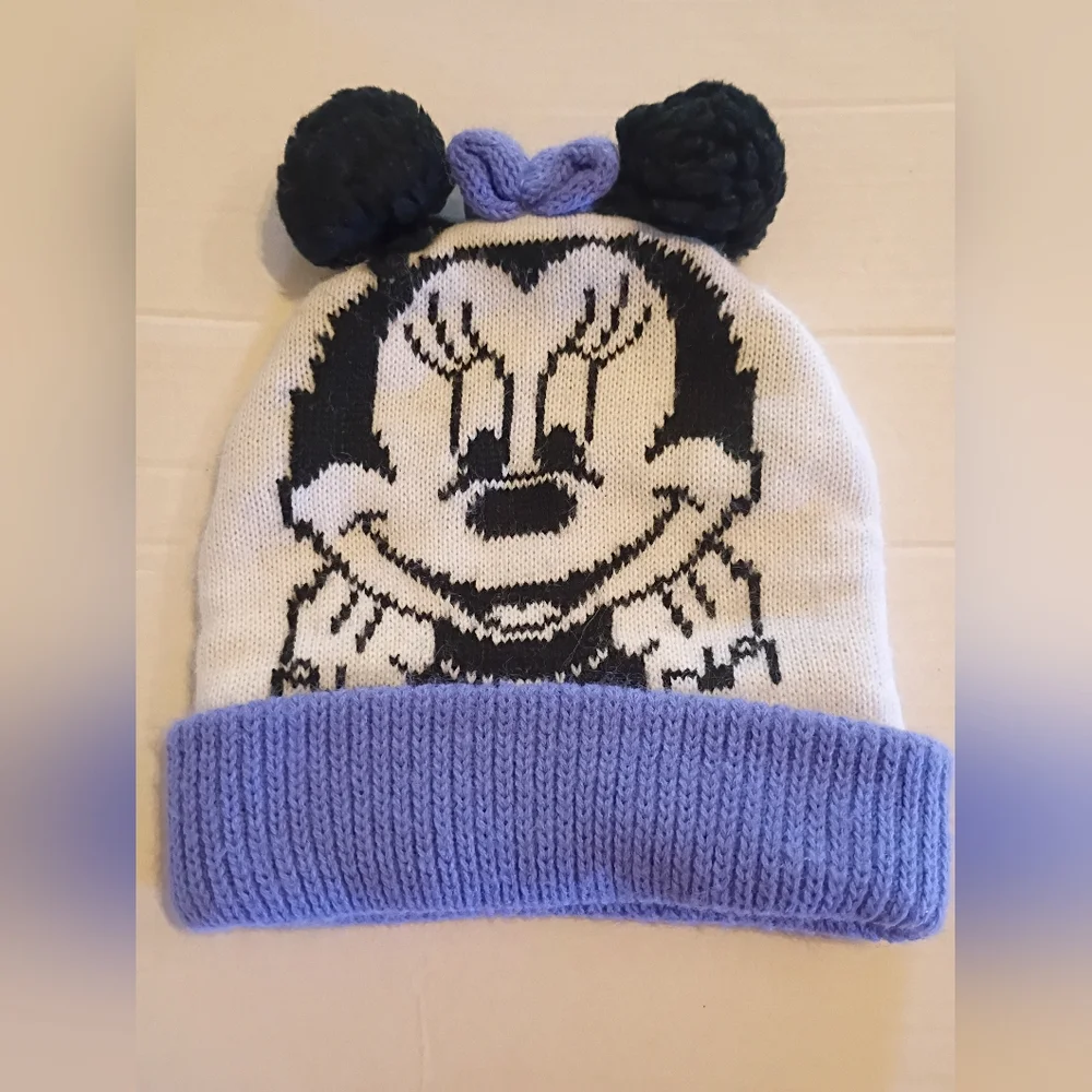 VTG Disney Knit Beanie with Character Design - Black, White, and‎ Purple